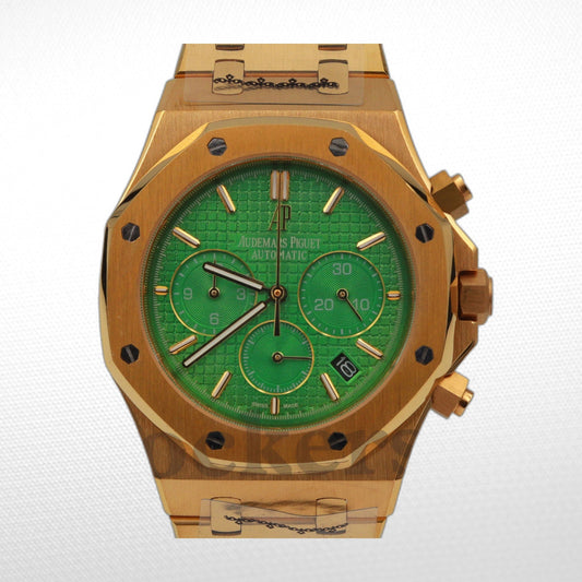 AUDEMARS PIGUET ROYAL OAK CHRONOGRAPH 41MM YELLOW GOLD GREEN DIAL