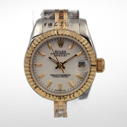 LADY DATEJUST CHAMPAGNE 28MM DIAL STEEL AND 18K YELLOW GOLD 2-TONE WATCH