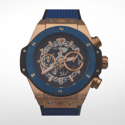 Hublot Big Bang Unico Rose Gold - Blue Skeleton Dial - Rubber Strap