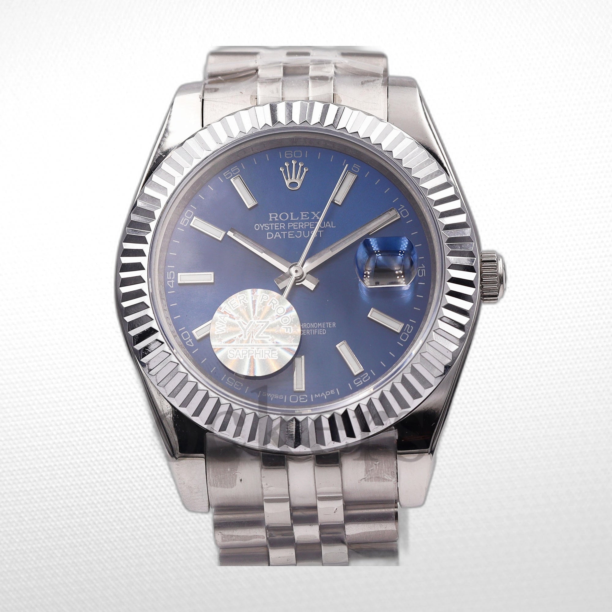 DATE JUST SS 41MM BLUE DIAL STICK MARKERS JUBILEE