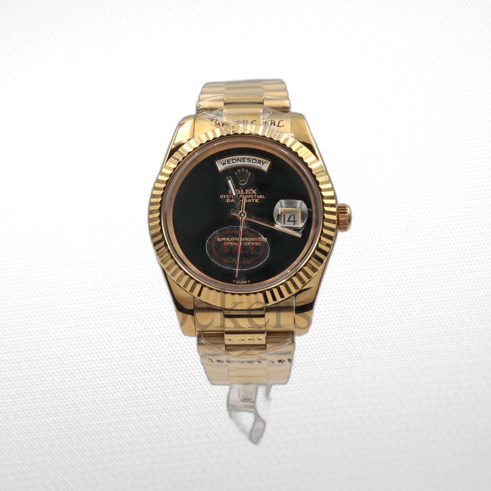 PRESIDENT DAY-DATE 18K WATCH BLACK ONYX DIAL 118208