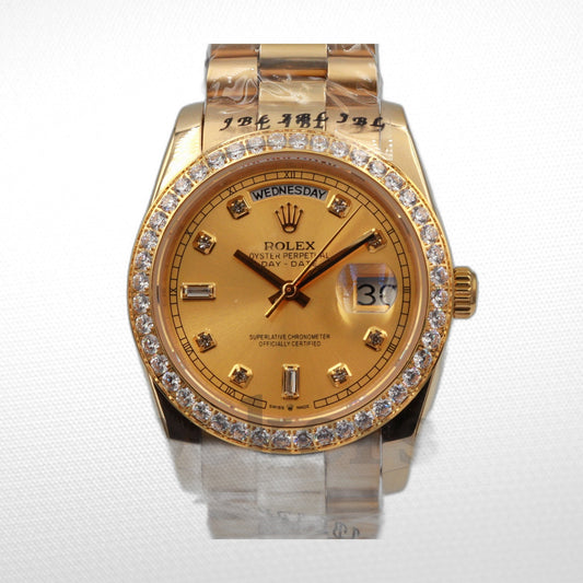 DAYDATE 36MM YELLOW GOLD GOLD DIAL DIAMONDS MARKERS