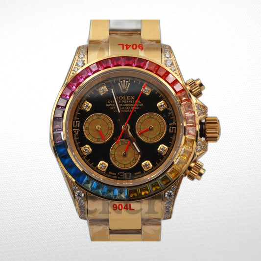 C0SMOGRAPH DAYT0NA BLACK DIAL  GOLD RAINBOW 40MM