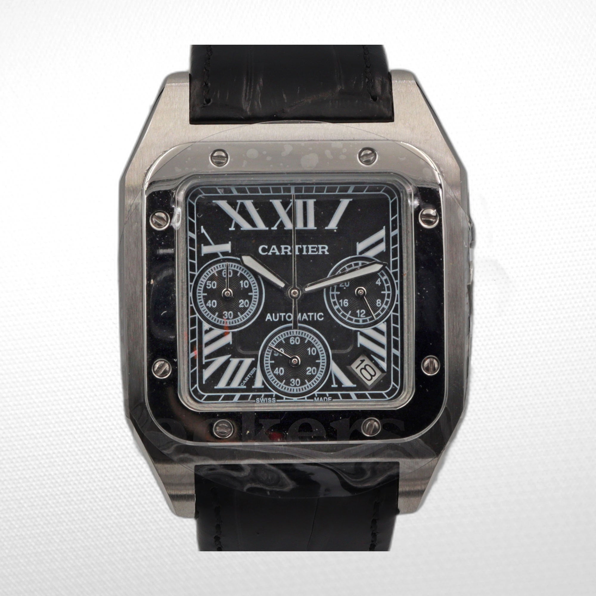 SANTOS 100 STEEL AUTOMATIC CHRONOGRAPH LARGE MEN'S WATCH