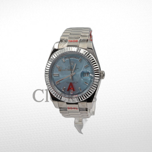 DAY-DATE 36 MM SS SKY BLUE DIAL DIAMONDS MARKERS