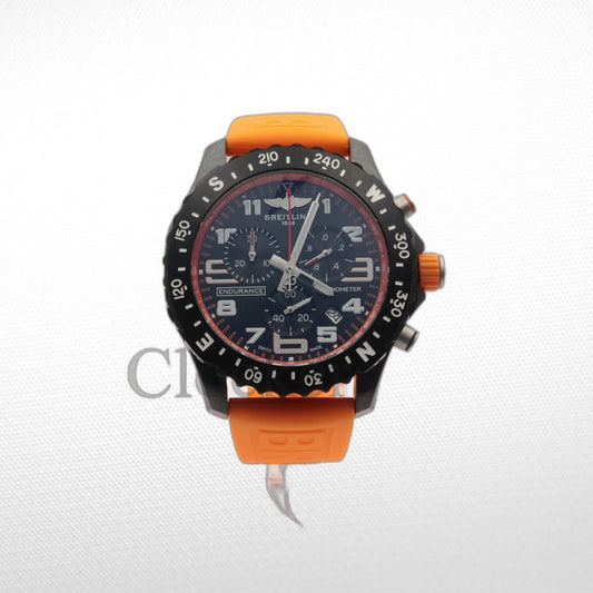 BRΕITLIΝG ENDURANCE PRO CHRONOGRAPH SUPER QUARTZ 44MM BLACK DIAL MENS WATCH ORANGE X82310D51B1S1