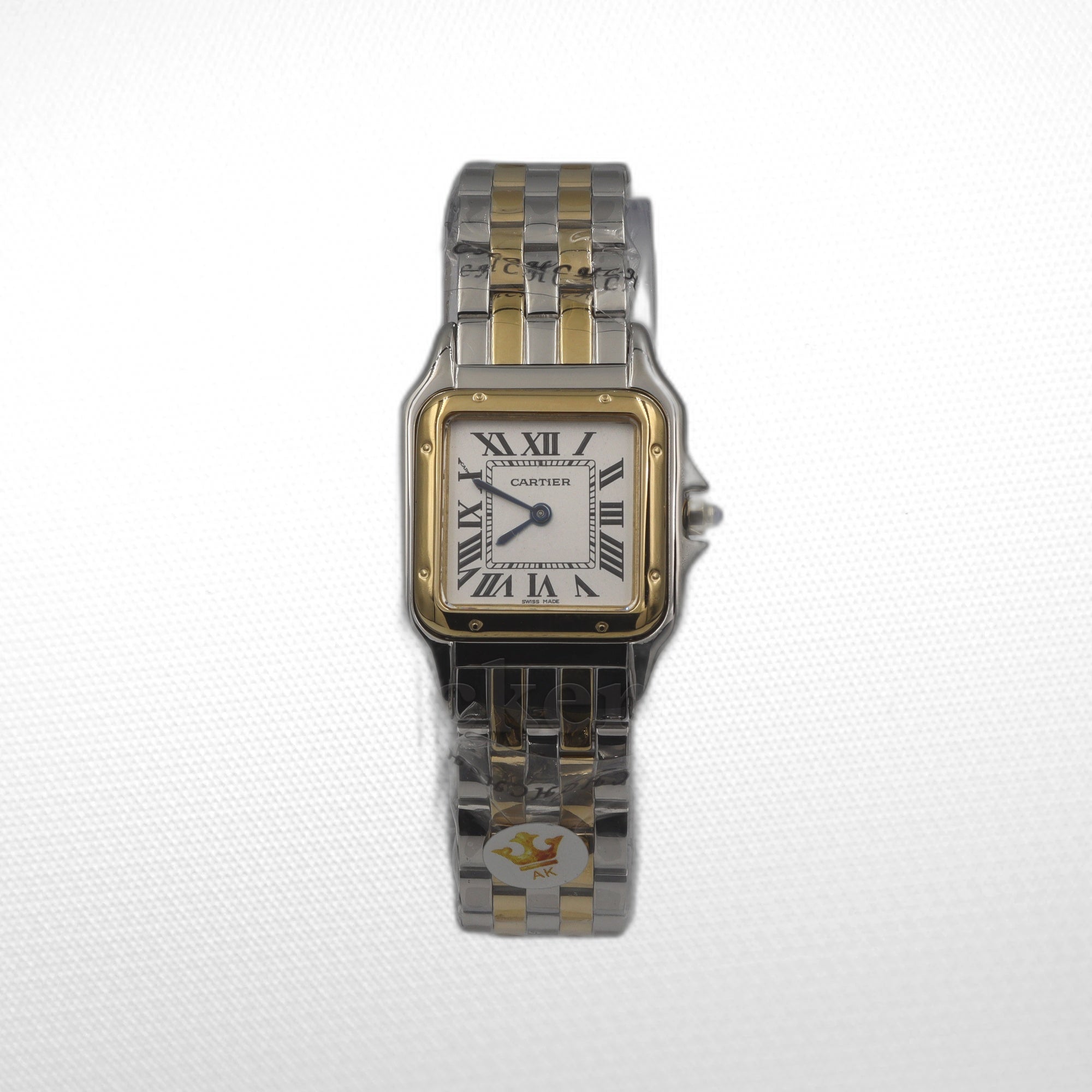 Cartier Panthère 2 Row 18k Gold Steel  Date Roman Dial with