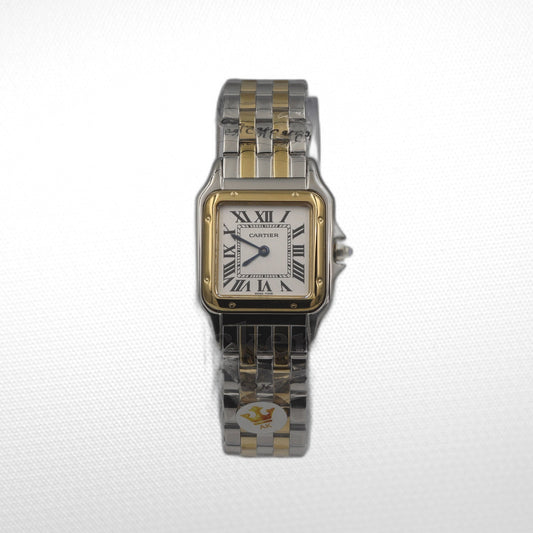 Cartier Panthère 2 Row 18k Gold Steel  Date Roman Dial with
