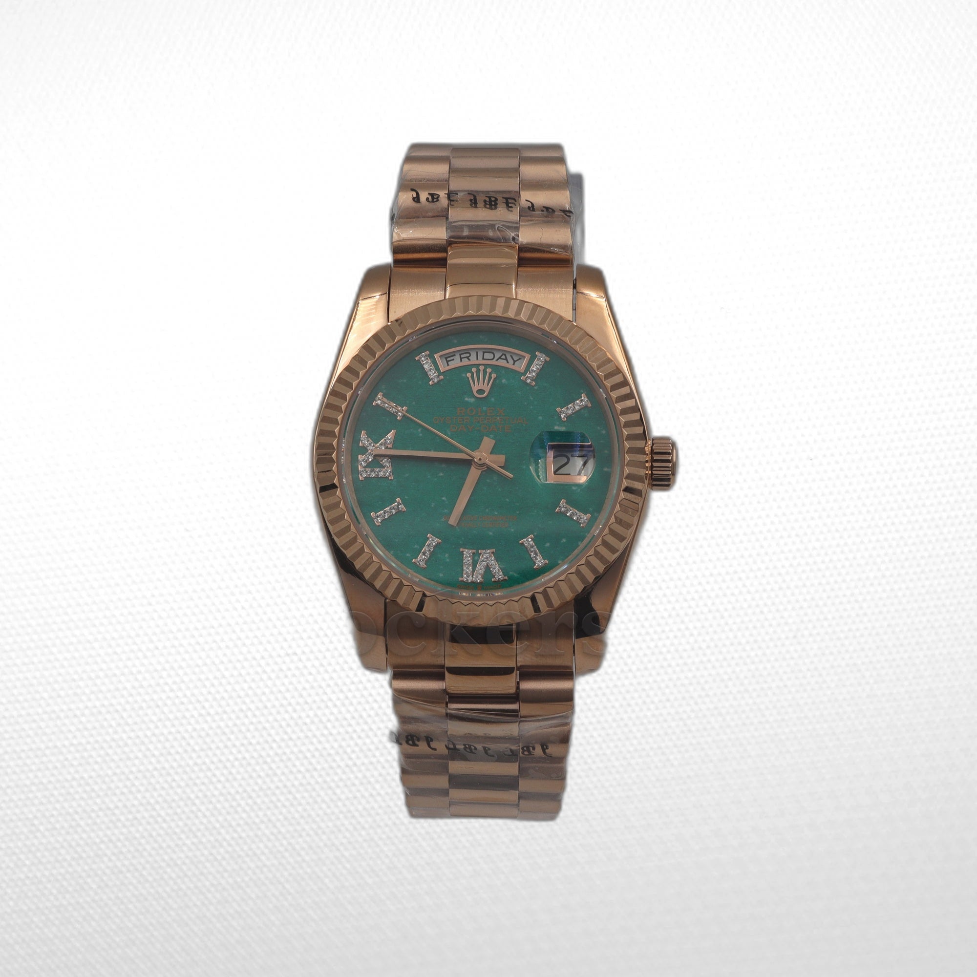 DAYDATE 36MM ROSE GOLD GREEN DIAL DIAMONDS