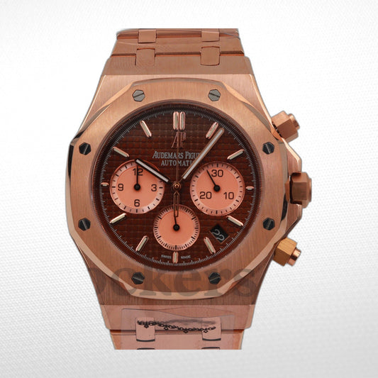 AUDEMARS PIGUET ROYAL OAK CHRONOGRAPH PINK GOLD BROWN DIAL 26239OR.OO.D821CR