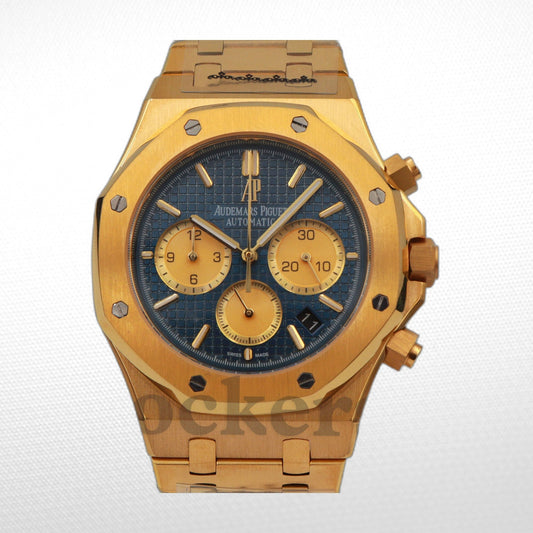 AUDEMARS PIGUET ROYAL OAK CHRONOGRAPH 41MM YELLOW GOLD BLUE DIAL