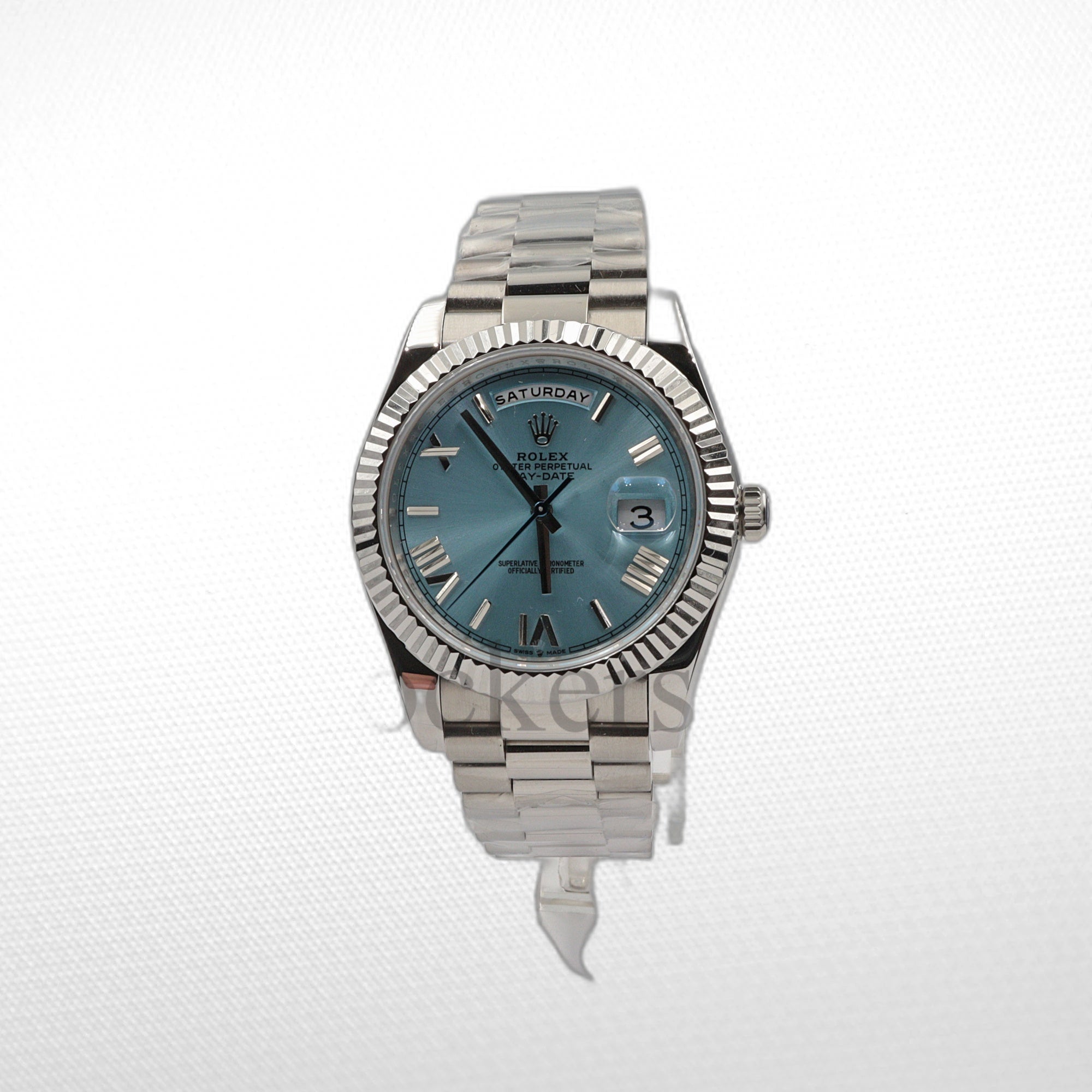 DAY-DATE II 40MM PLATINUM BLUE DIAL ROMAN MARKERS