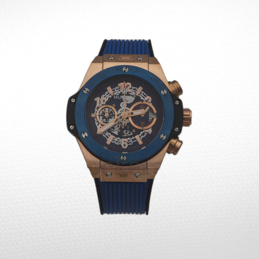 Hublot Big Bang Unico  Rose Gold - Blue Skeleton Dial - Rubber Strap