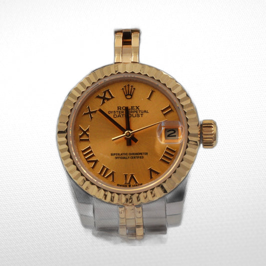 DATEJUST 28MM STAINLESS STEEL AND  GOLD MIDSIZE WATCH ROMAN