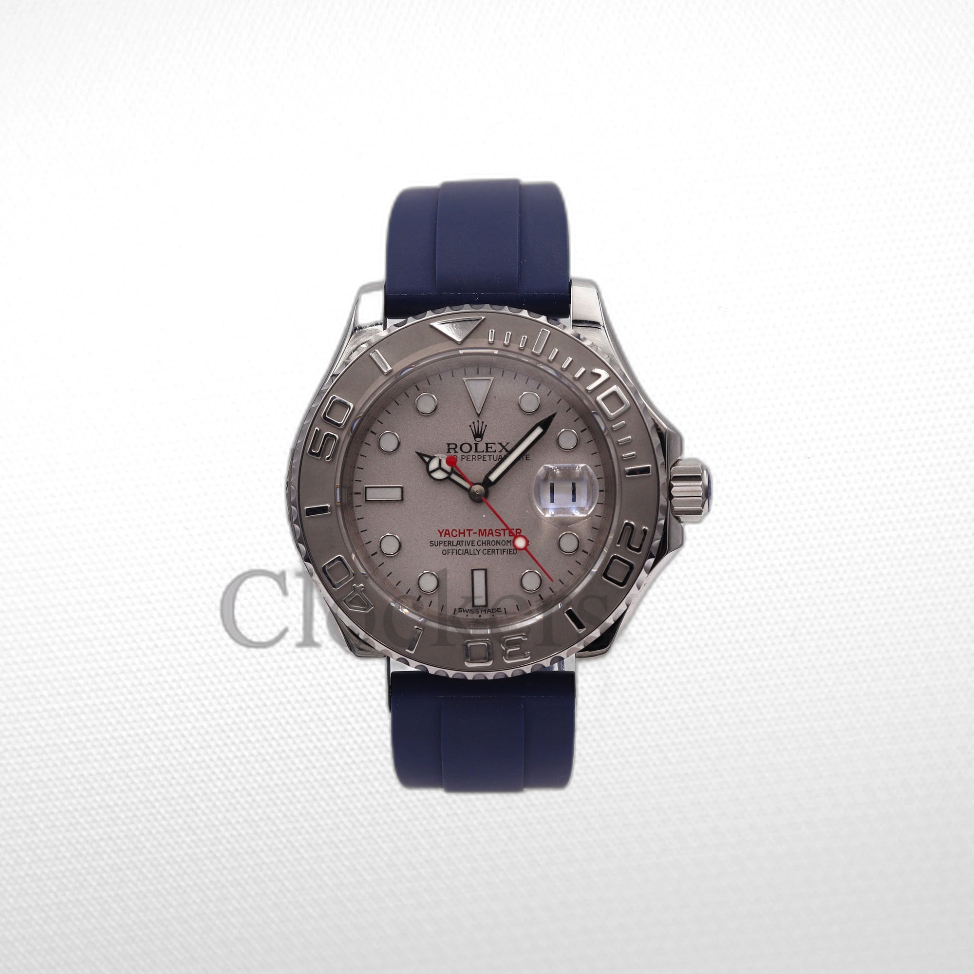 YACHT-MASTER PLATINUM DIAL OYSTER 16622 42MM RUBBER STRAP BLACK