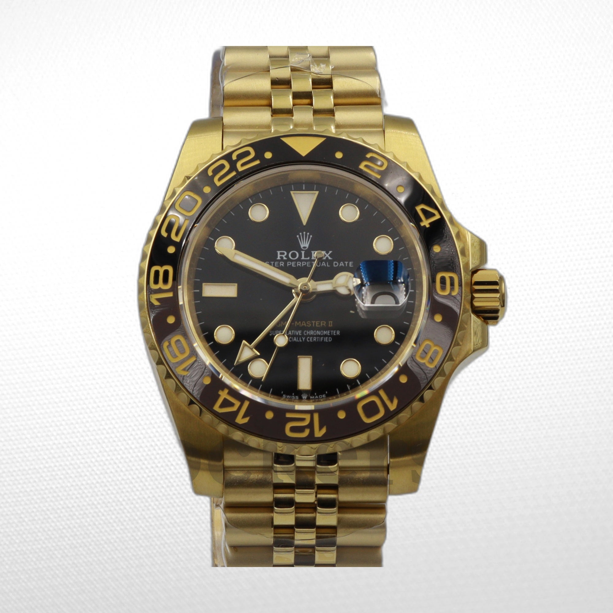 ROLEX GMT-MASTER II YELLOW GOLD BLACK DIAL CERAMIC BEZEL 40MM