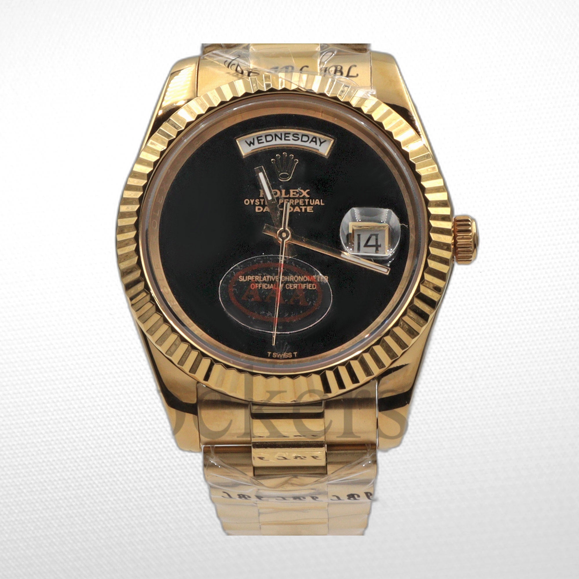 PRESIDENT DAY-DATE 18K WATCH BLACK ONYX DIAL 118208