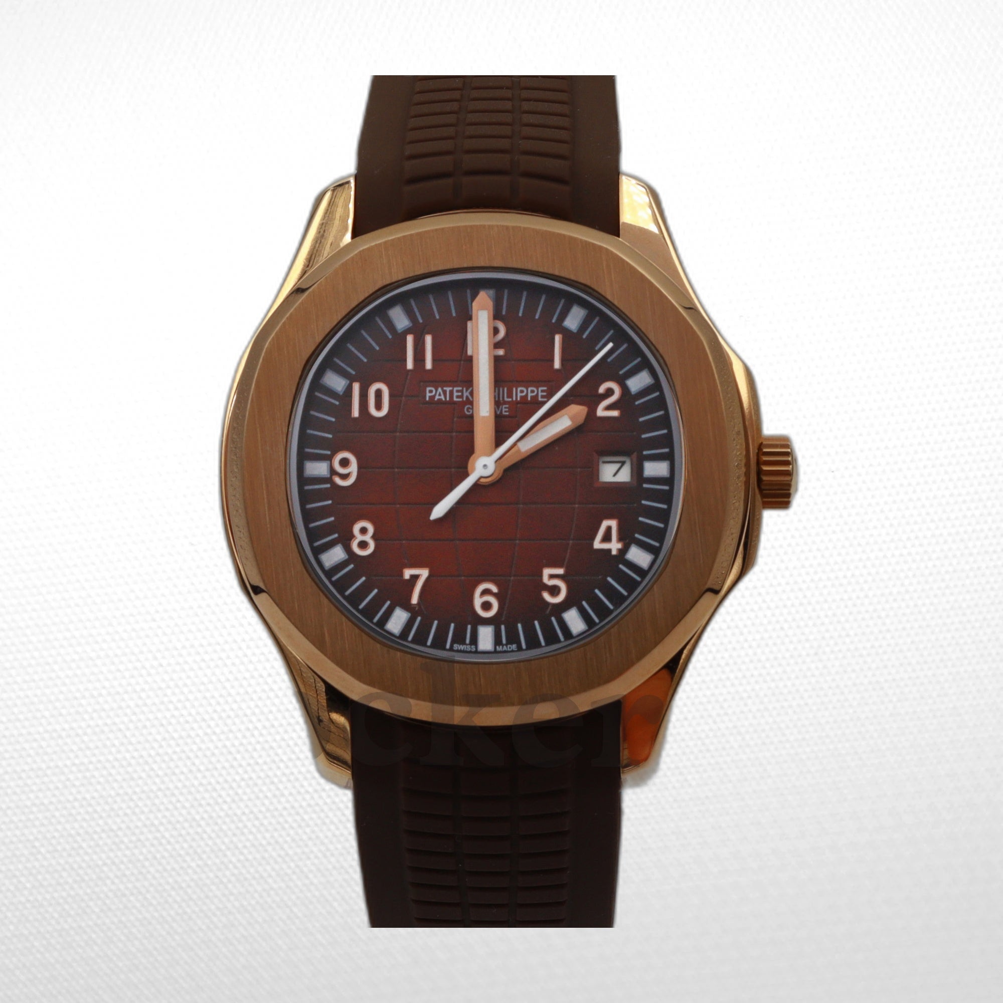 PATEK PHILIPPE AQUANAUT DUAL TIME BRAWN DIAL AUTOMATIC MEN’S WATCH 5164A-001 CLONE