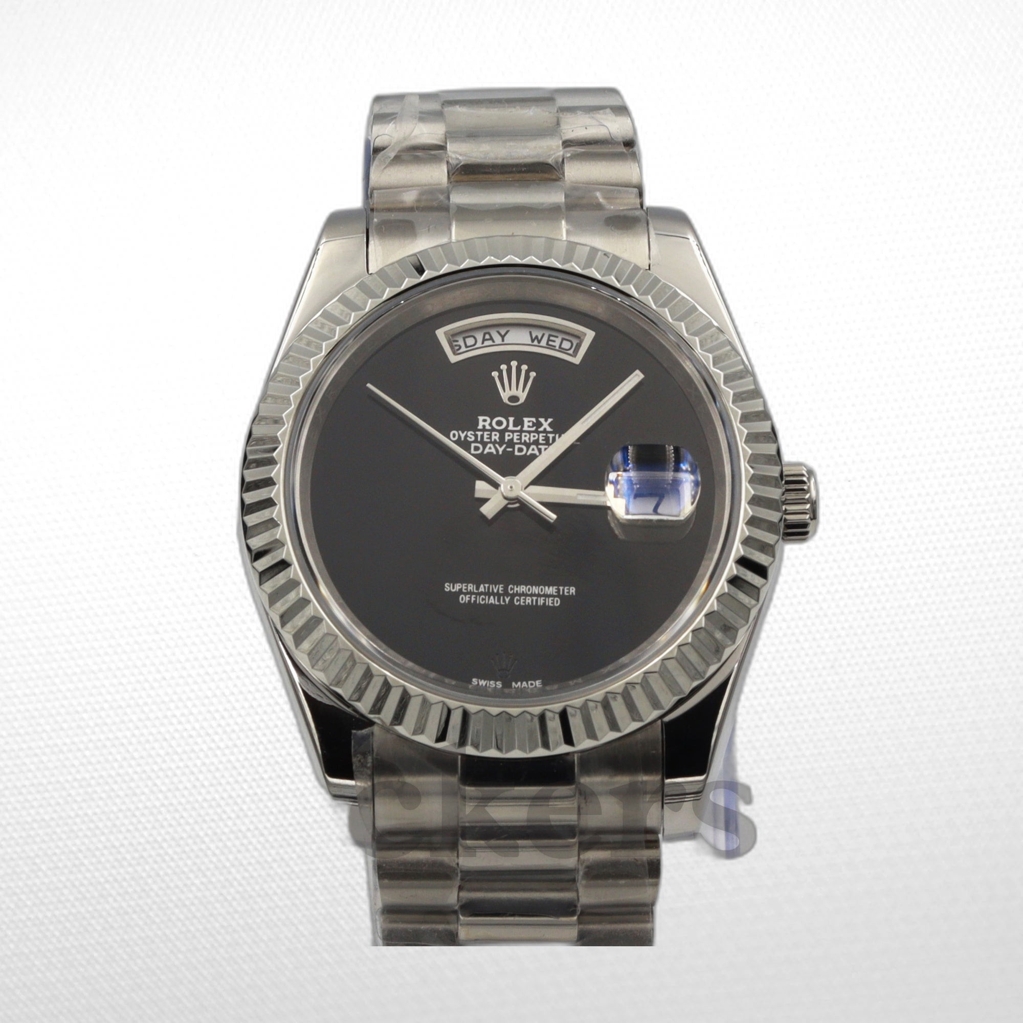 PRESIDENT DAY-DATE 18K WATCH SS BLACK ONYX DIAL 118208