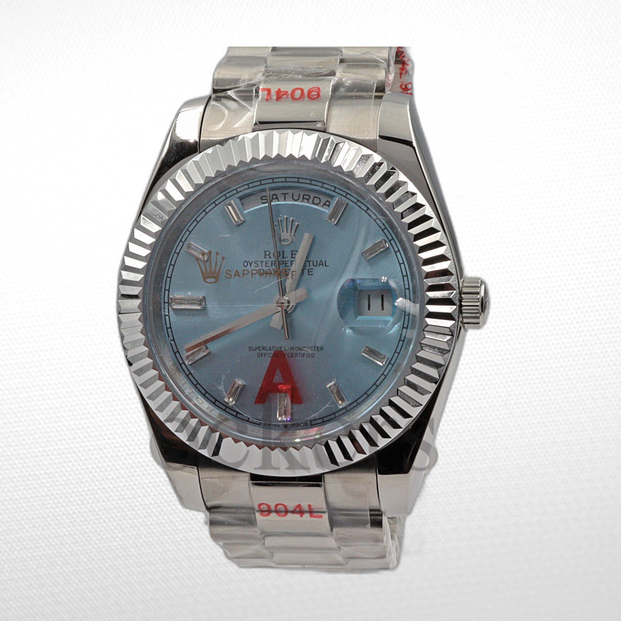 DAY-DATE 36 MM SS SKY BLUE DIAL DIAMONDS MARKERS