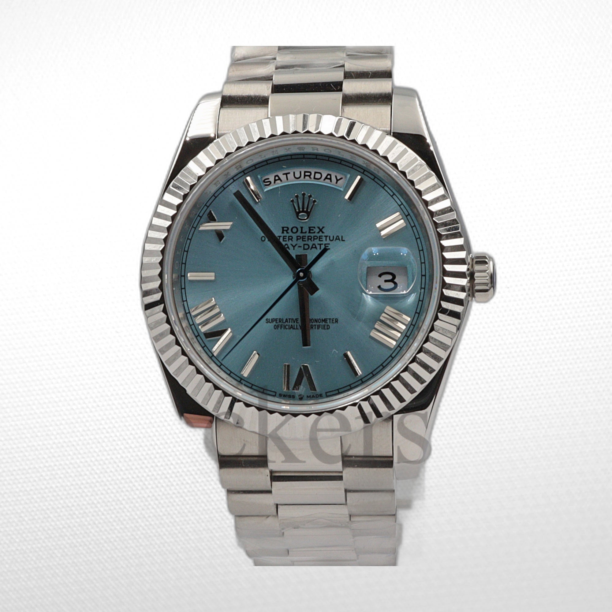 DAY-DATE II 40MM PLATINUM BLUE DIAL ROMAN MARKERS