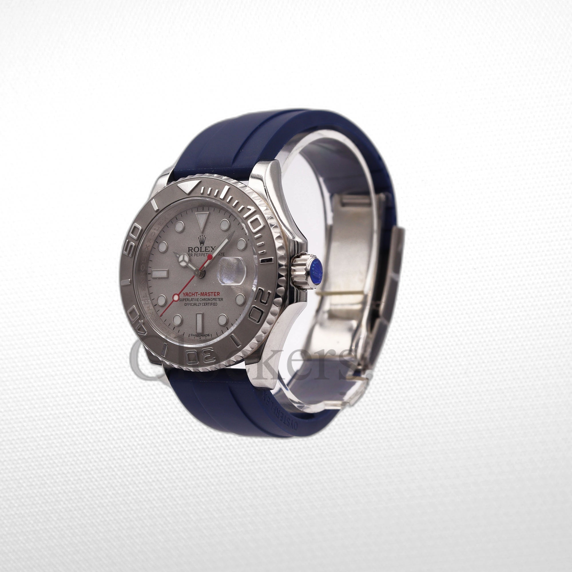 YACHT-MASTER PLATINUM DIAL OYSTER 16622 42MM RUBBER STRAP BLACK