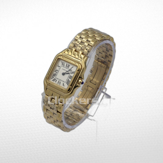 CARTIER PANTHÈRE  18K GOLD  DATE ROMAN DIAL WITH