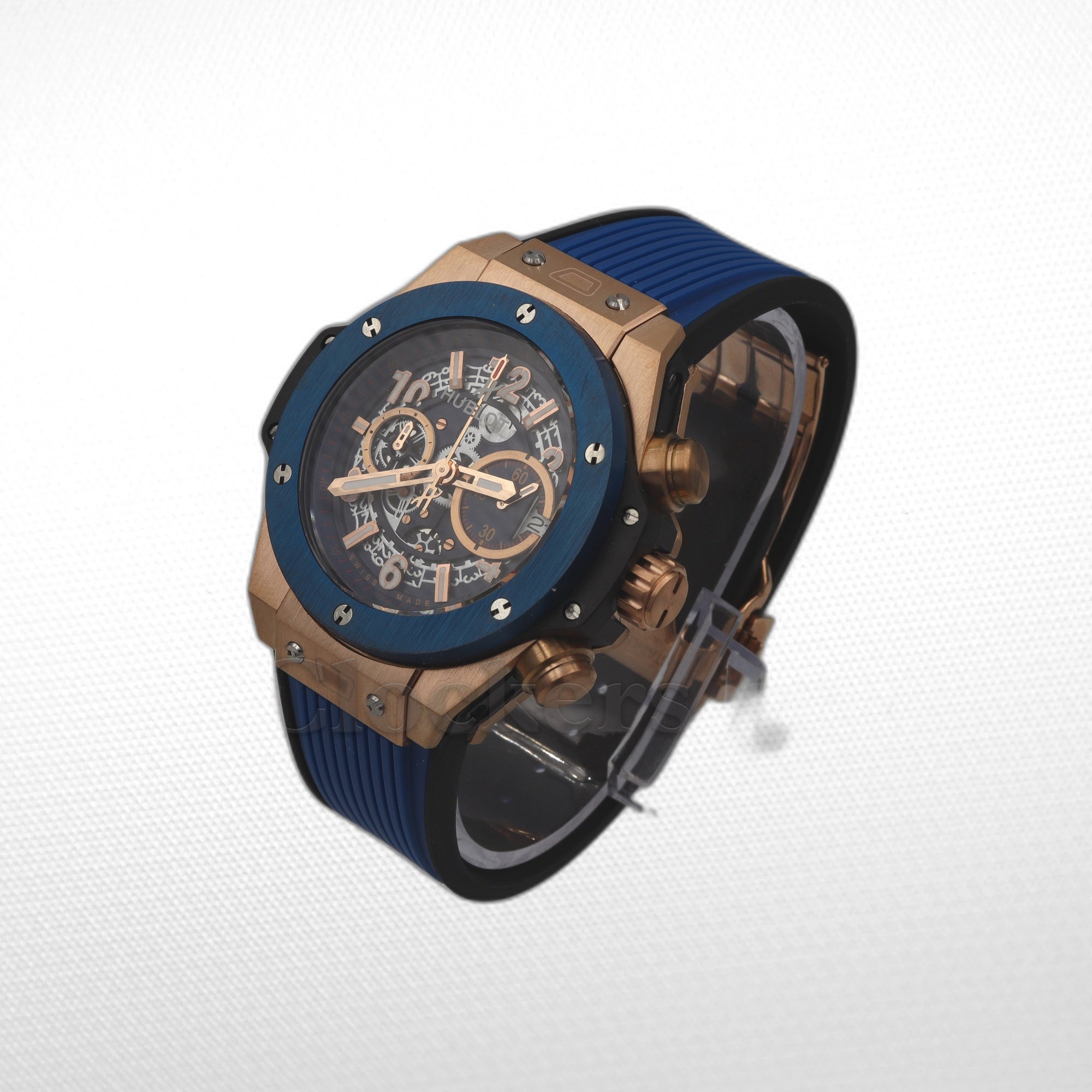 Hublot Big Bang Unico  Rose Gold - Blue Skeleton Dial - Rubber Strap