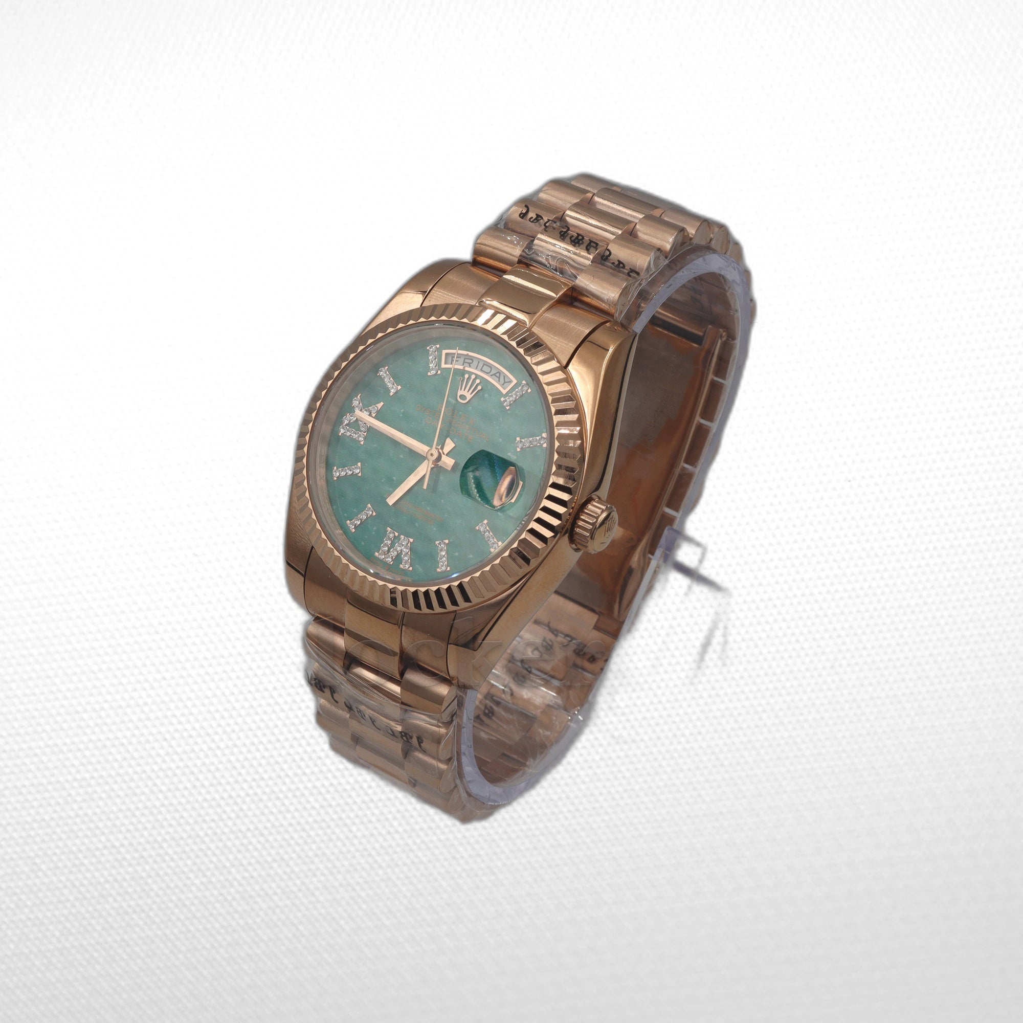DAYDATE 36MM ROSE GOLD GREEN DIAL DIAMONDS