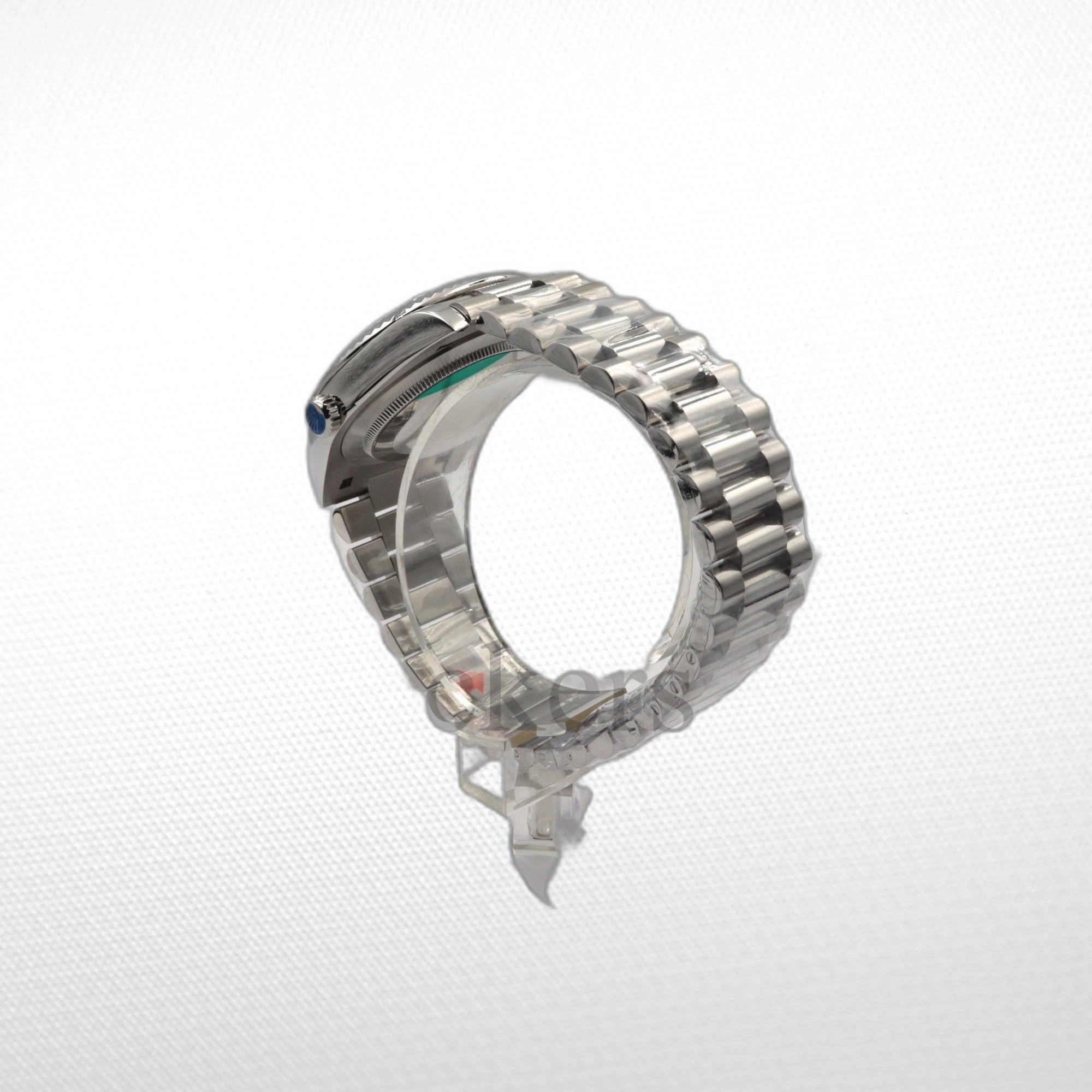 Day Date 40MM Watch Fluted Bezel Diamond Paved Rainbow Sapphire Dial