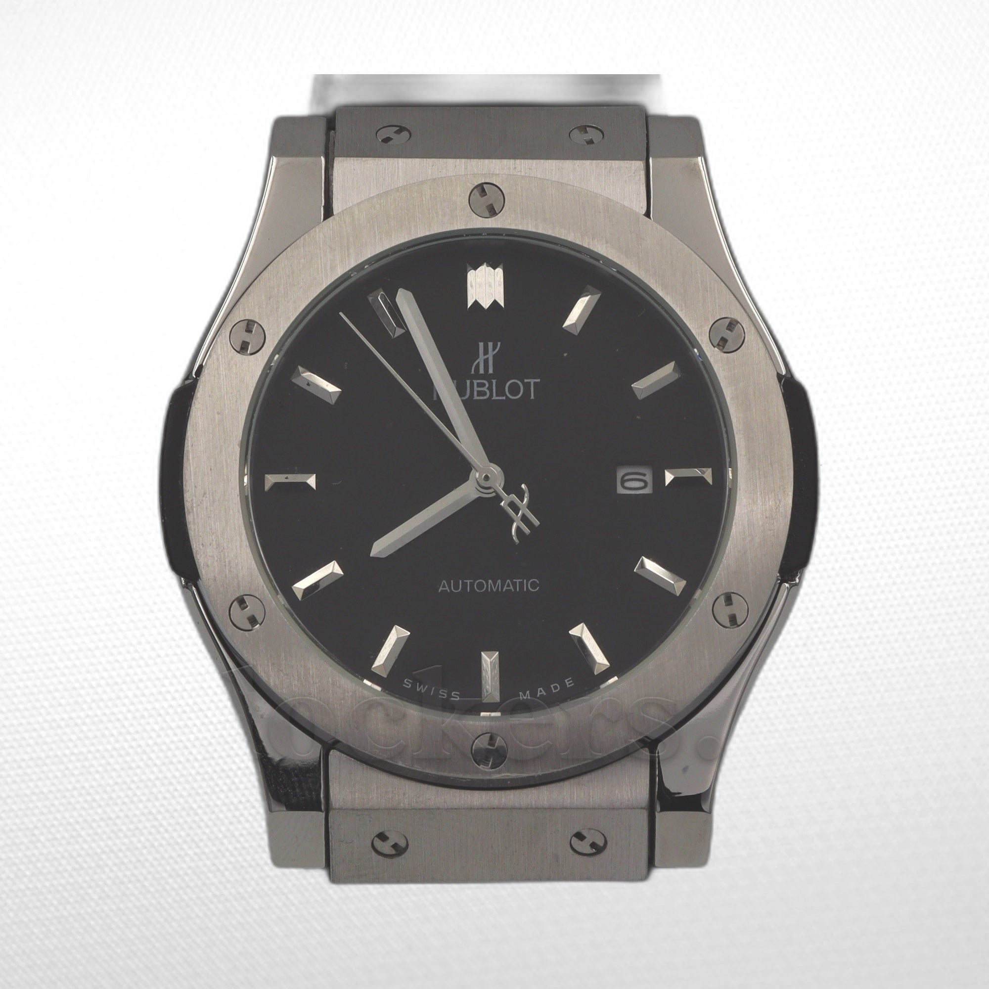 HUBLOT CLASSIC FUSION KING  WATCH - 42 MM - BLACK DIAL - SS BLACK RUBBER AND LEATHER STRAP