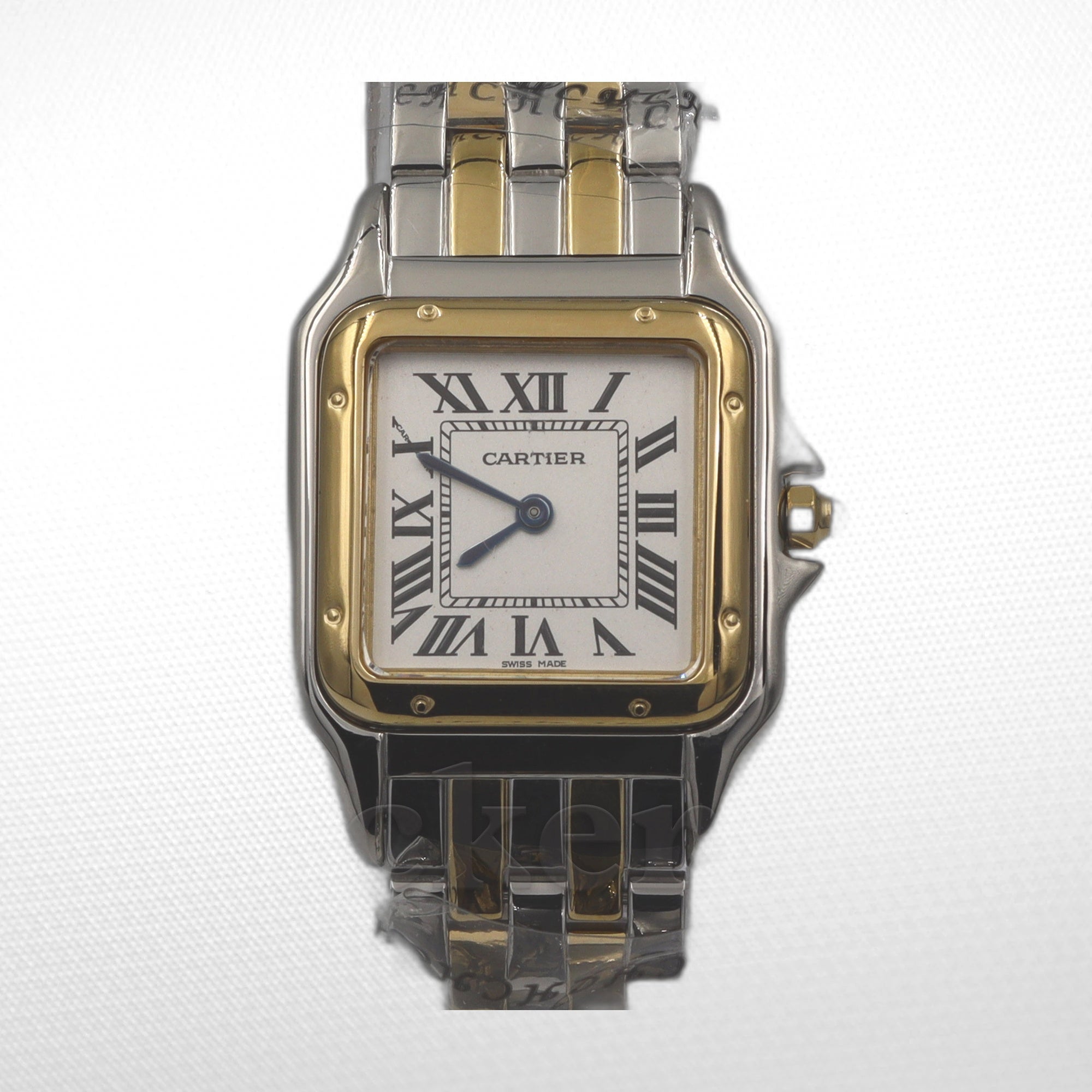 Cartier Panthère 2 Row 18k Gold Steel  Date Roman Dial with
