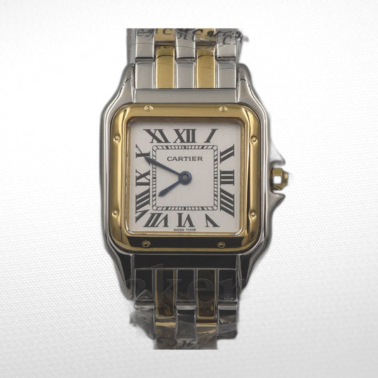 Cartier Panthère 2 Row 18k Gold Steel  Date Roman Dial with