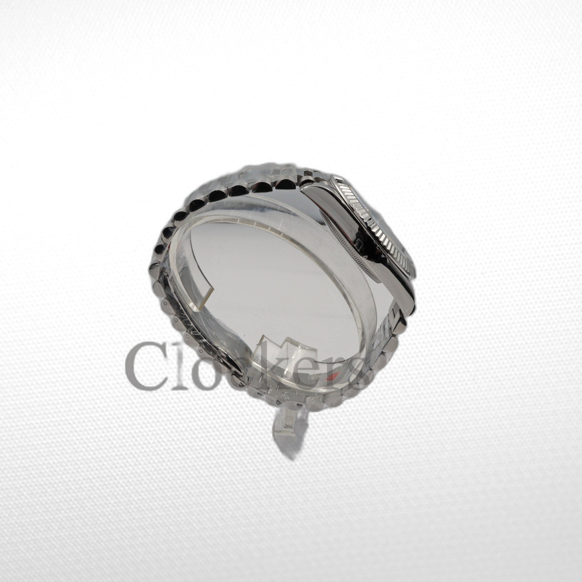 Day Date 40MM Watch Fluted Bezel Diamond Paved Rainbow Sapphire Dial