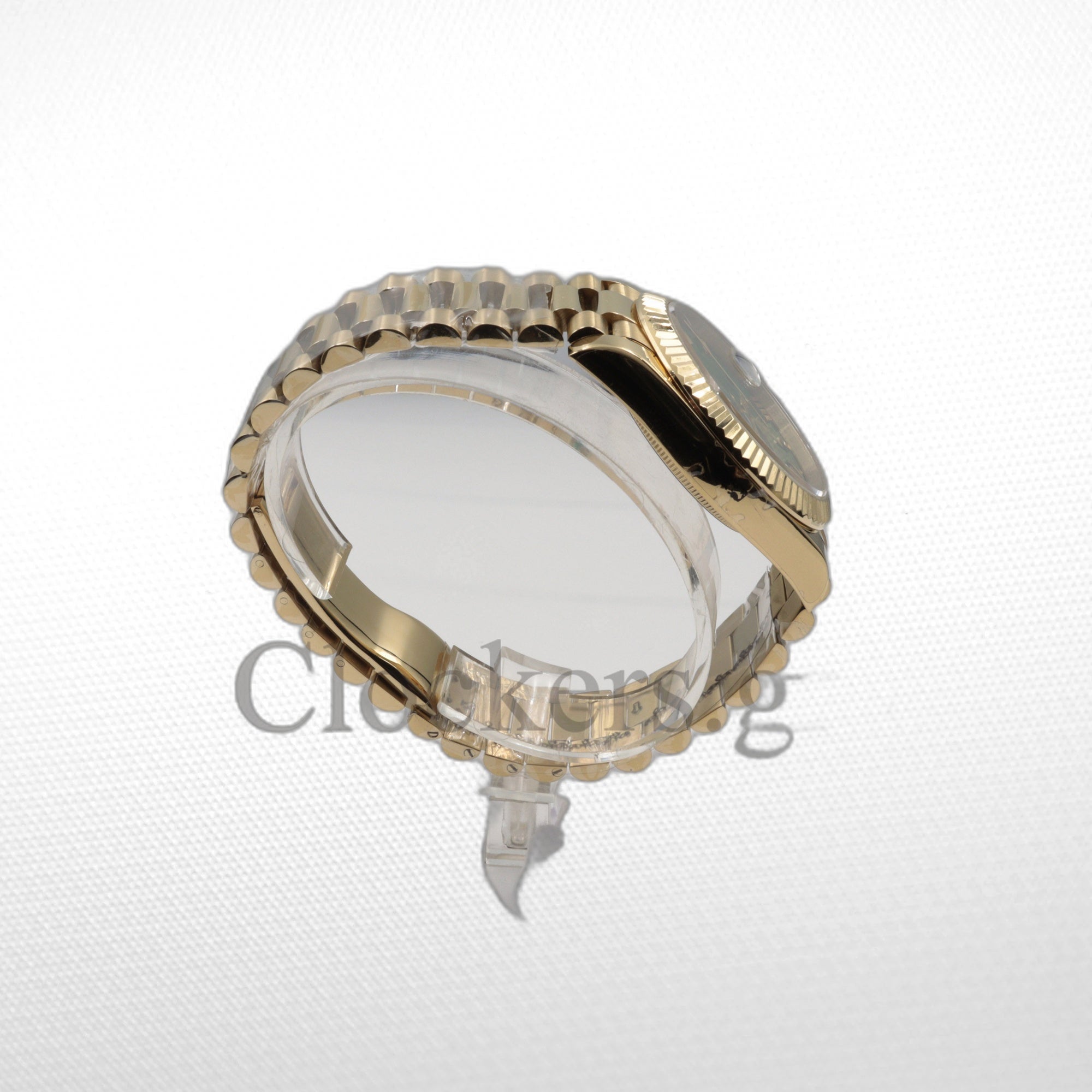 DAY-DATE BLACK DIAL DIAMOND MARKERS FLUTED BEZEL GOLD