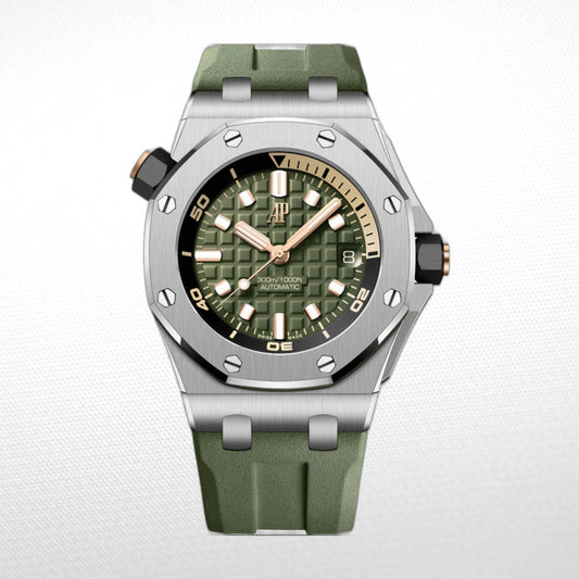 AUDEMARS PIGUET ROYAL OAK OFFSHORE DIVER 15710ST.OO.A052CA.01 KHAKI INDEX STAINLESS STEEL RUBBER  CLONE