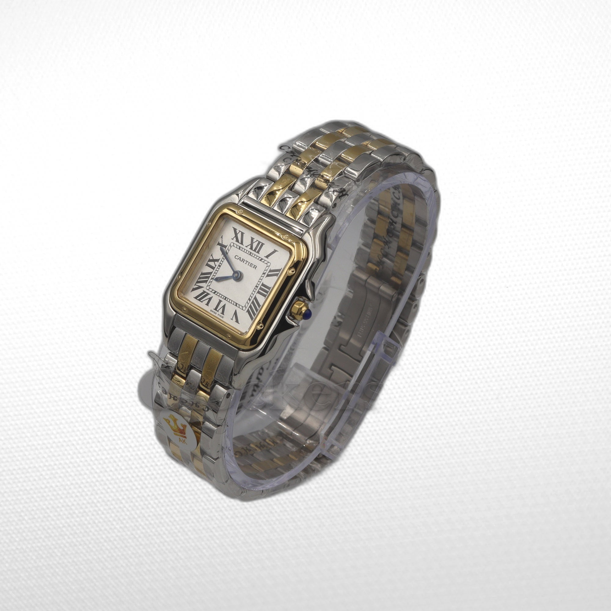 Cartier Panthère 2 Row 18k Gold Steel  Date Roman Dial with