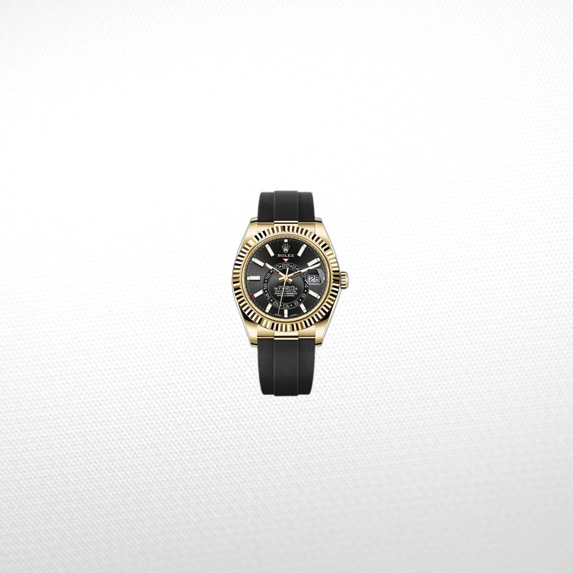 SKY-DWELLER BLACK DIAL AUTOMATIC MEN'S RUBBER WATCH QUALLITY 2A