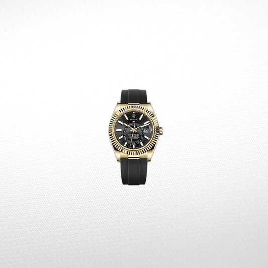 SKY-DWELLER BLACK DIAL AUTOMATIC MEN'S RUBBER WATCH QUALLITY 2A