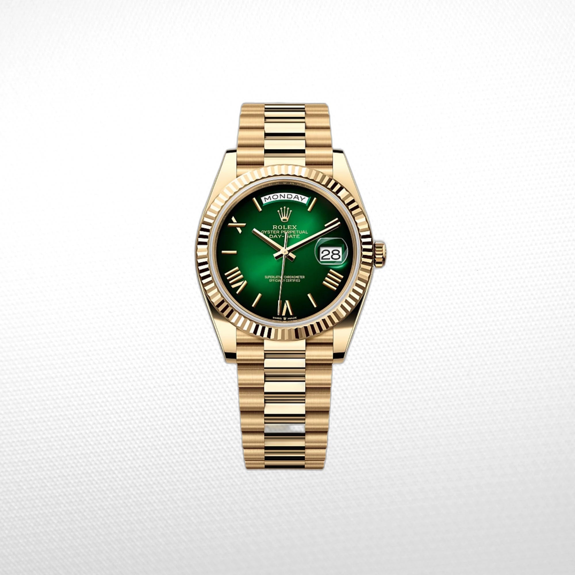 DAY-DATE II  40 MM OYSTER GREEN DIAL STICK MARKERS