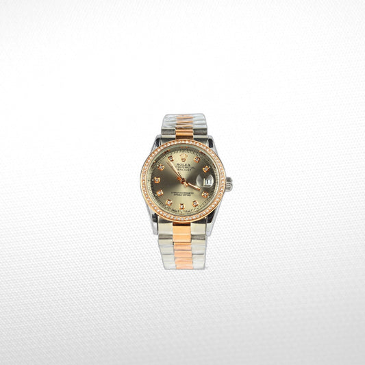 DATEJUST 36MM 2-TONE GOLD PINK JUBILEE DARK GRAY DIAL DIAMONDS MARKERS QUALITY 2A