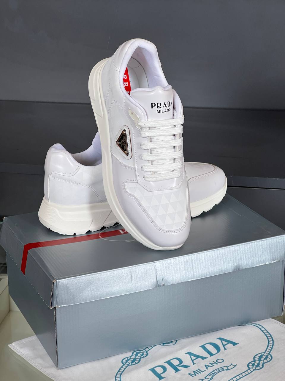 Prada Leather Sneakers White