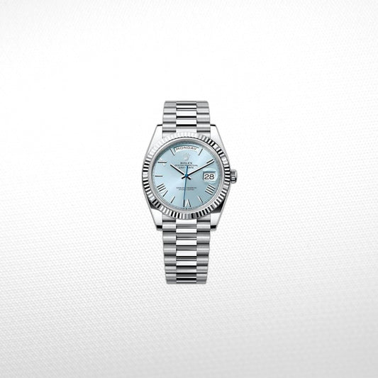 DAY-DATE II 40MM PLATINUM BLUE DIAL ROMAN MARKERS