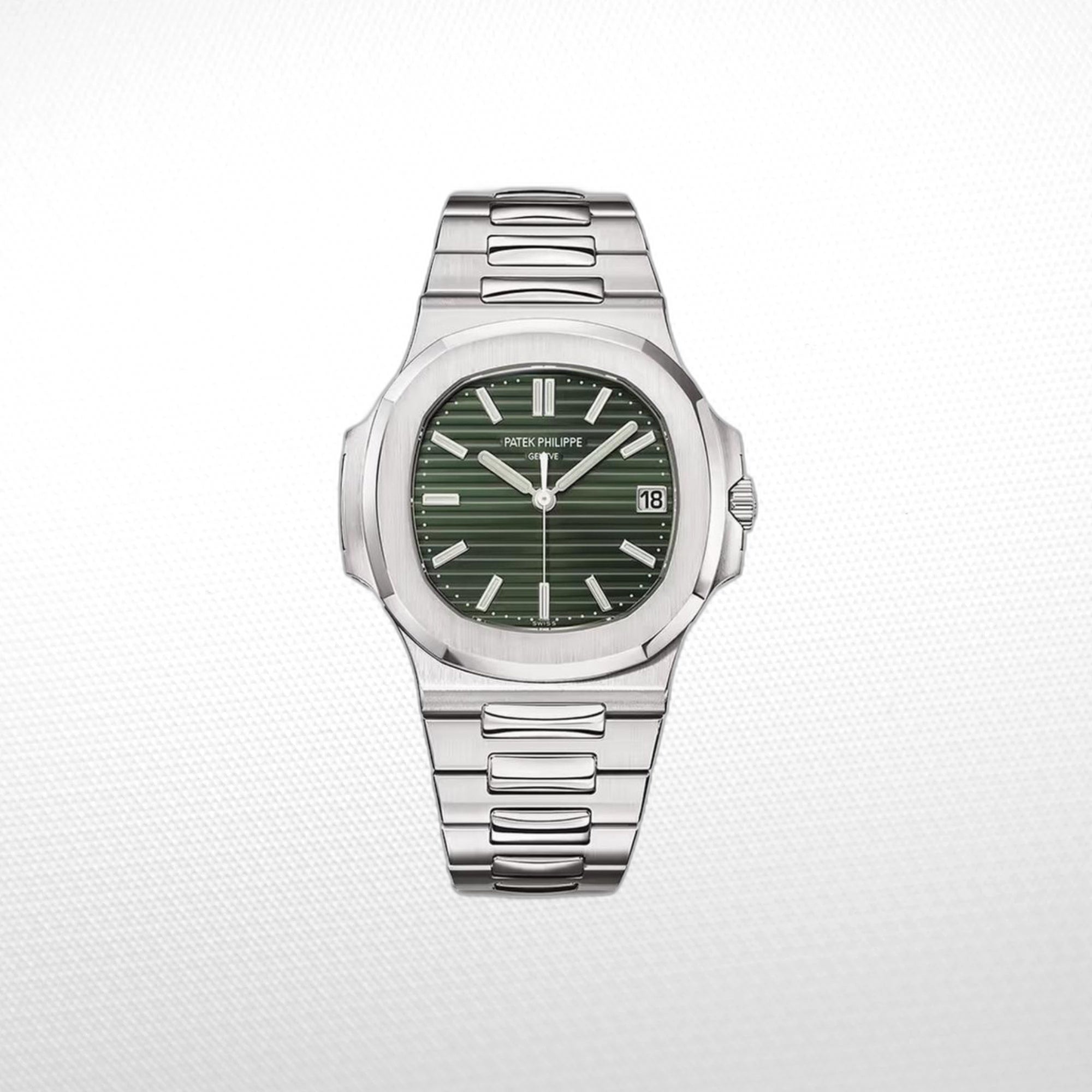 PATEK PHILIPPE NAUTILUS SILVER BRACELET GREEN DIAL
