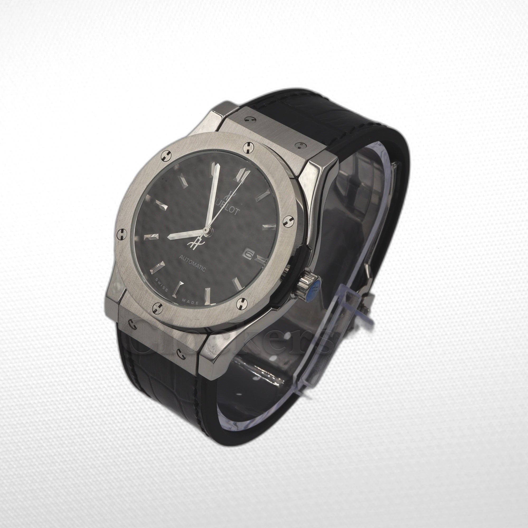 HUBLOT CLASSIC FUSION KING  WATCH - 42 MM - BLACK DIAL - SS BLACK RUBBER AND LEATHER STRAP