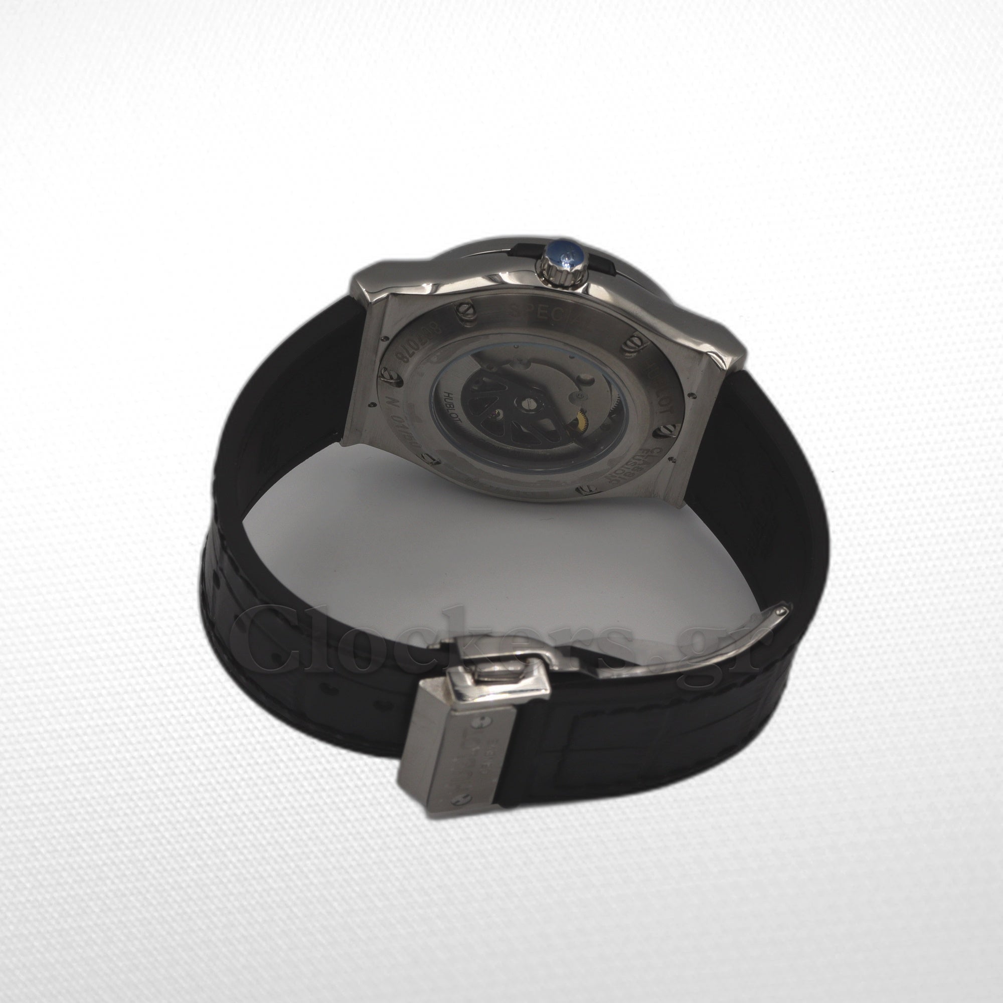 HUBLOT CLASSIC FUSION KING  WATCH - 42 MM - BLACK DIAL - SS BLACK RUBBER AND LEATHER STRAP