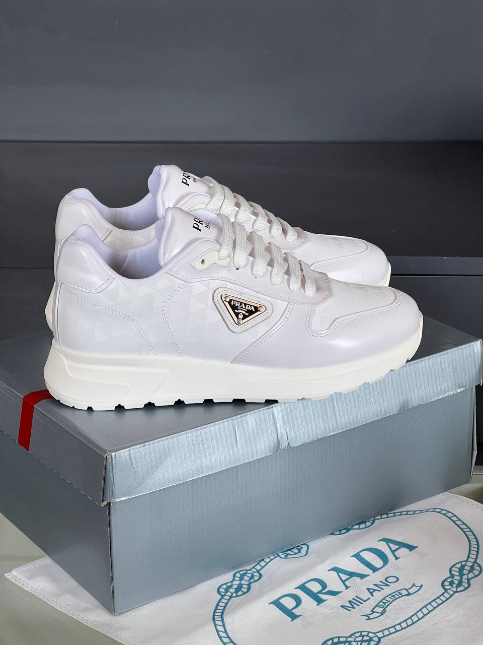 Prada Leather Sneakers White