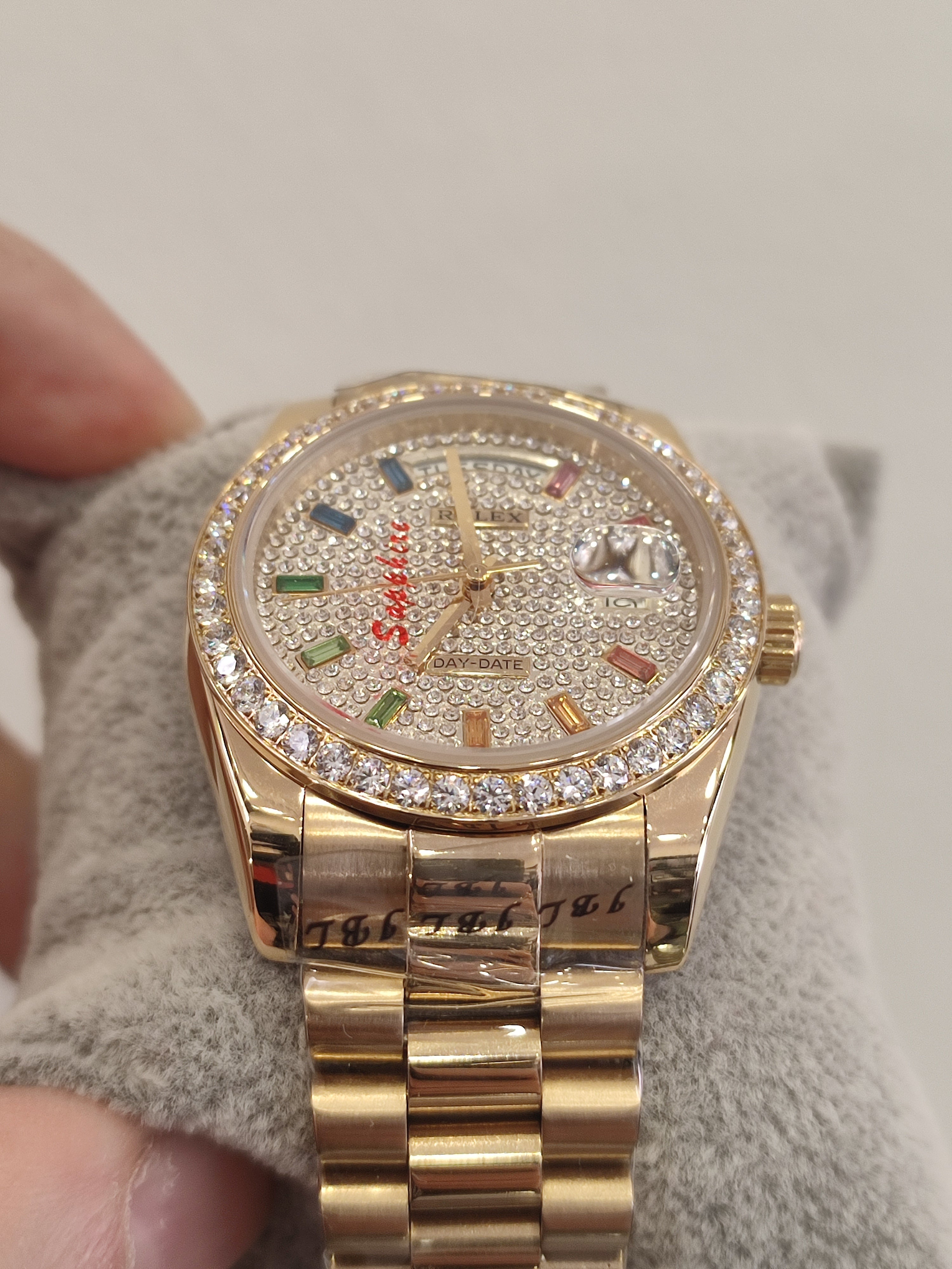 Rolex Day Date President Pave Dial with Rainbow