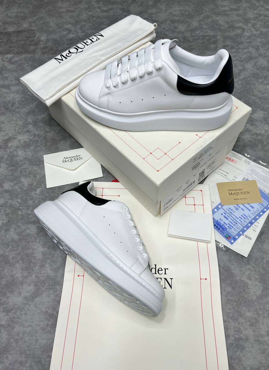 Alexander McQueen Oversized Sneakers White Black Heel