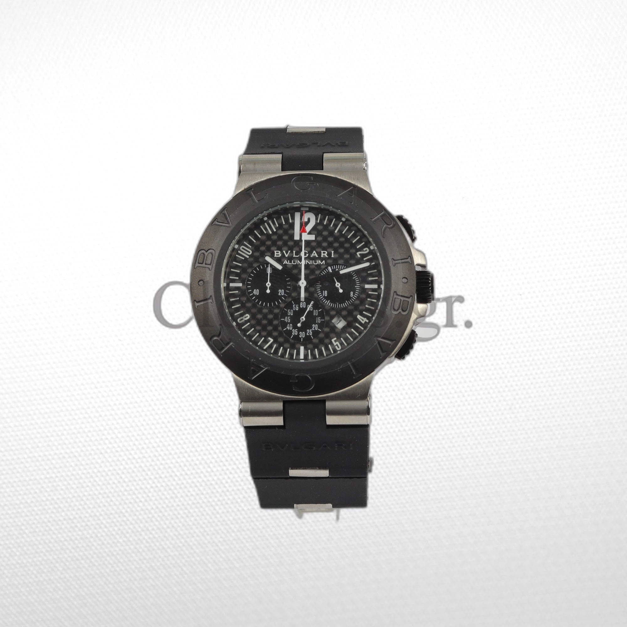 BVLGARI ALUMINIUM 40MM BLACK DIAL RUBBER BEZEL CHRONOGRAPH WATCH